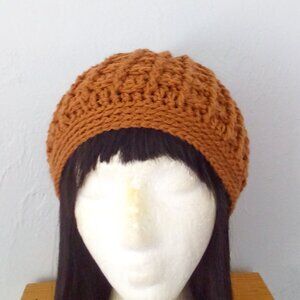 Handed Crafted Beanie Hat, Color Tan, One size fit most.
